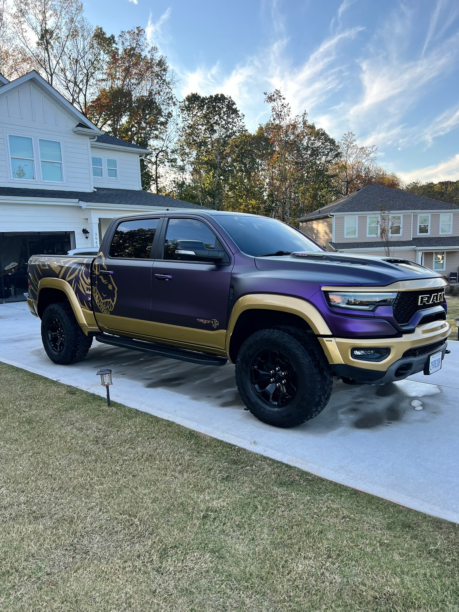 RAM TRX — purple and gold custom wrap detail
